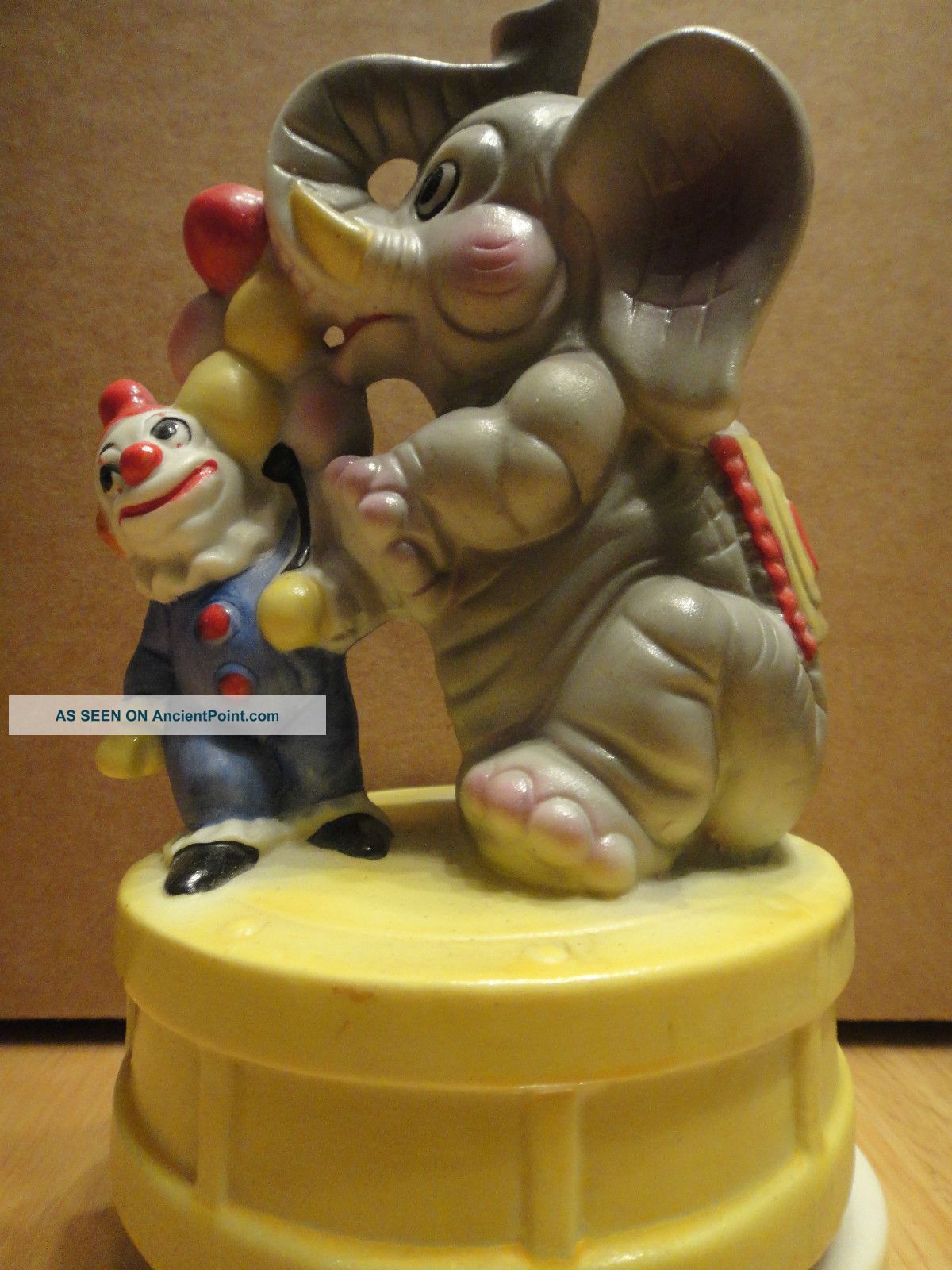 Wind - Up Procelain Elephant And Clown Figurines photo