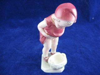German Bisque Hertwig Katzhutte Bisque Child Peeing Basket Figurine Porcelain photo