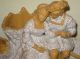 Antique Yellow Ware Romantic Couple Spill Vase White Accents And Serpent Figurines photo 2