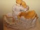 Antique Yellow Ware Romantic Couple Spill Vase White Accents And Serpent Figurines photo 3