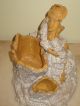 Antique Yellow Ware Romantic Couple Spill Vase White Accents And Serpent Figurines photo 4