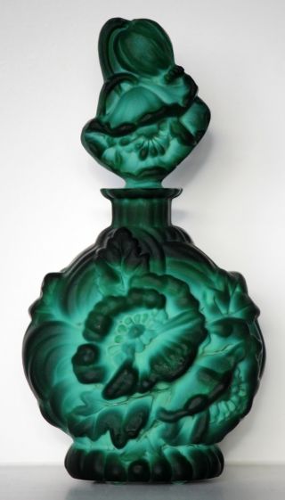 Malachite Poppy - True Art Deco Perfume Bottle,  Heinrich Hoffmann,  Desna Signed photo