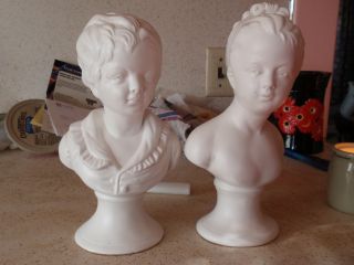 Vintage National Potteries Young Girl Bust X 2 (pair) photo