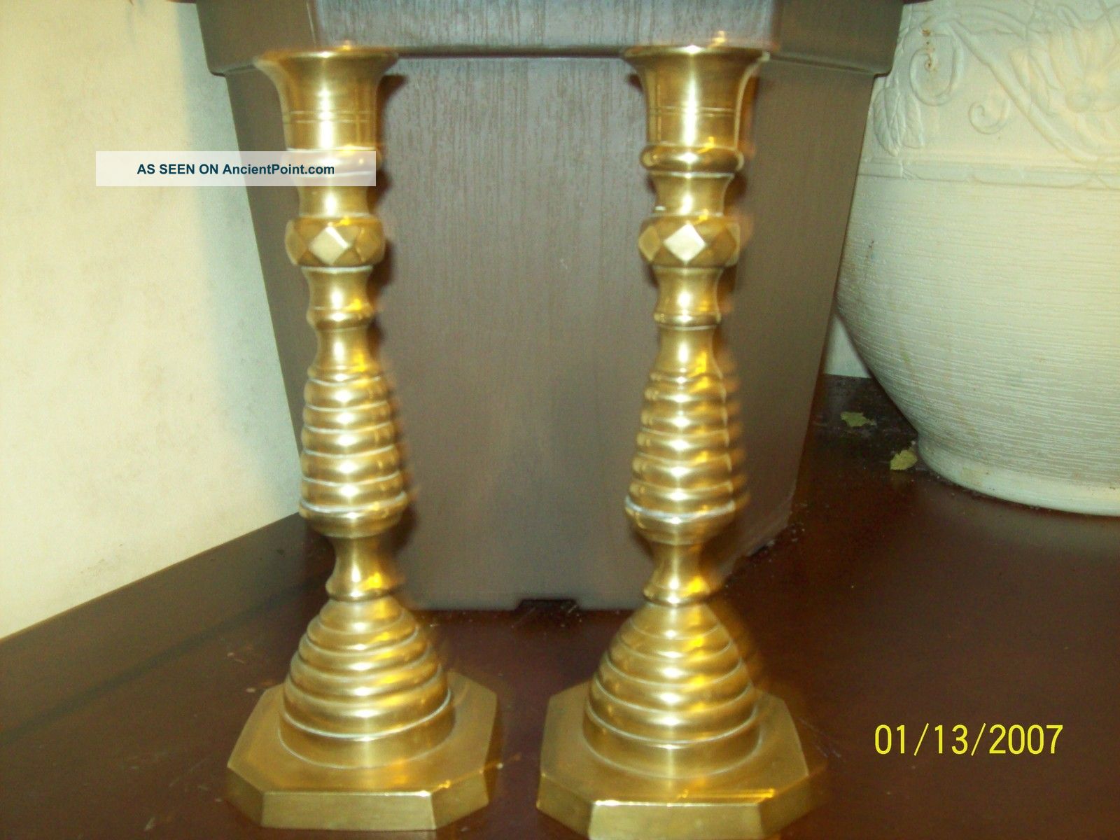 Antique Brass Candle Sticks Metalware photo