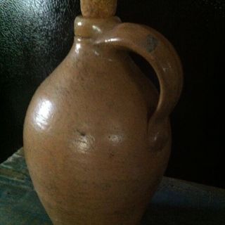 Antique 1800s Salt Glaze Stoneware Ovoid Crock Jug photo