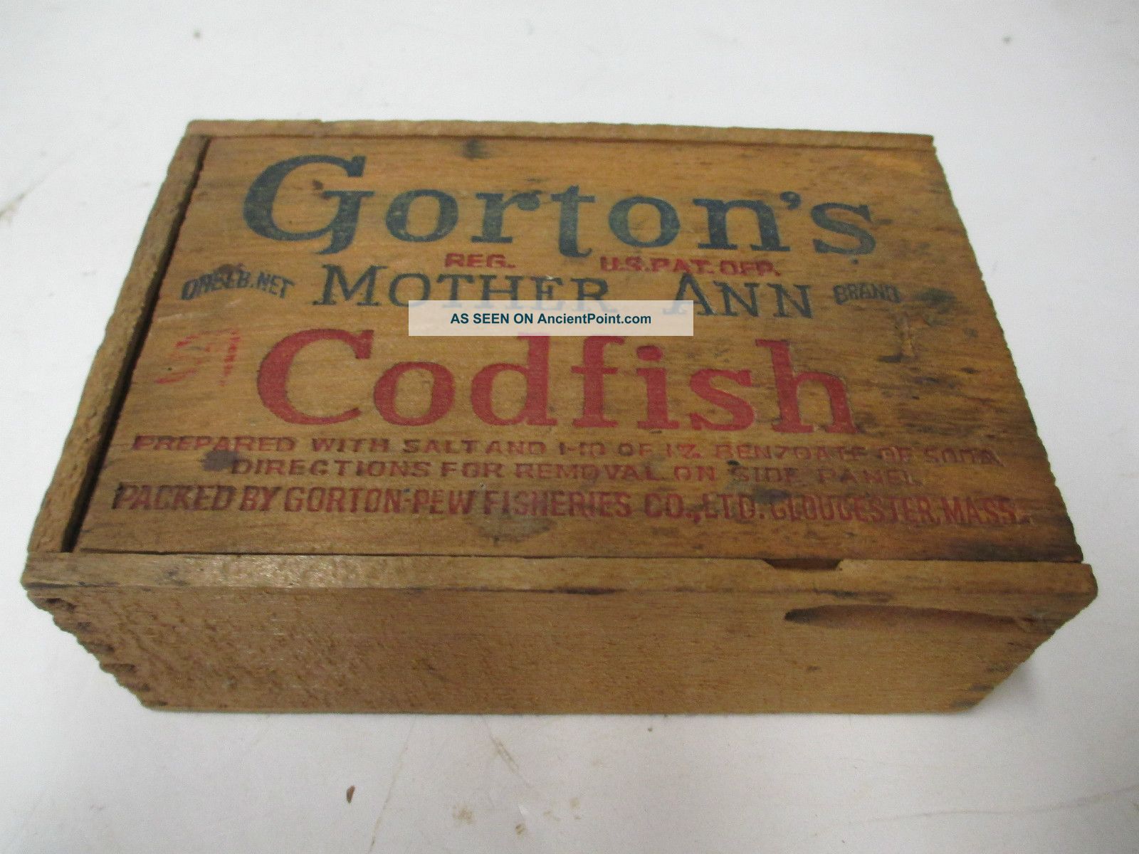 Vintage Wooden Gorton ' S Codfish Box Mother Ann Brand Gloucester,  Mass Ma Fish Boxes photo