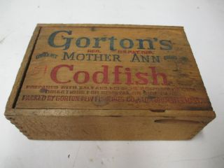 Vintage Wooden Gorton ' S Codfish Box Mother Ann Brand Gloucester,  Mass Ma Fish photo