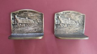 Antique Pair Brass/copper Bookends,  Millpond photo