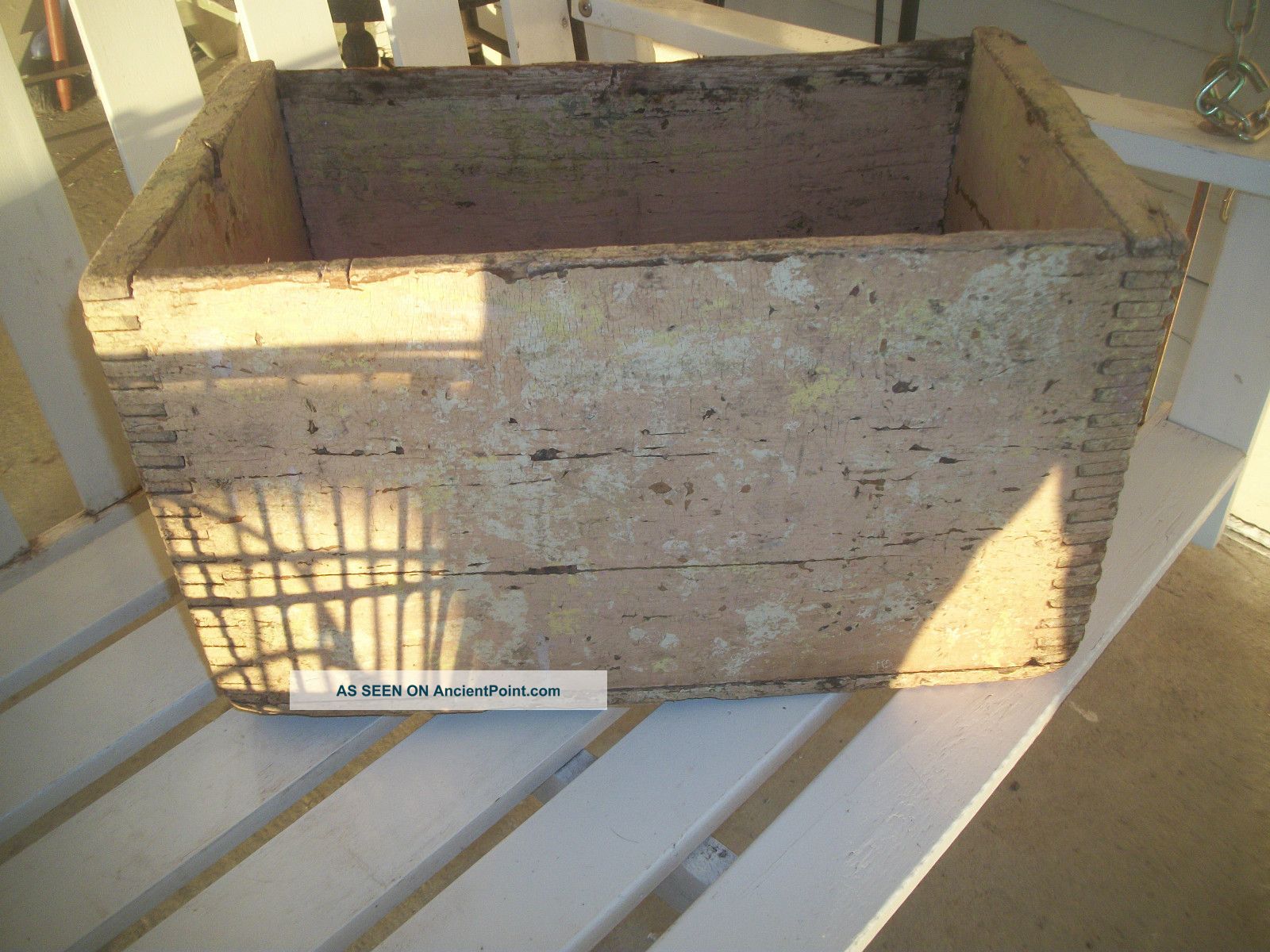 Antique Wood Crate Dove Tail Corners Vintage Old Bottle Carrier Boxes photo