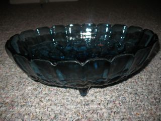 Large Antique Blue Fruit Bowl,  Footed, photo