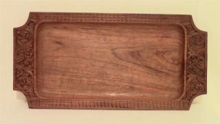 Vintage Hand Carved Wood Serving Tray Platter Large Rectangle Size 20 