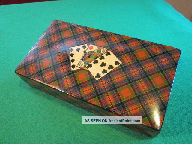 Antique Scottish Victorian - Era Tartan - Ware Card / Game Box Boxes photo