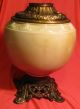 Antique Victorian Lamp Base Hand Painted Cabbage Roses Rose Floral Flower Lamps photo 2