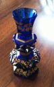 Antique Cobalt Blue Glass Gilt Decanter Cup Perfume Bottle Baccarat Moser 19th C Other photo 9