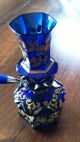 Antique Cobalt Blue Glass Gilt Decanter Cup Perfume Bottle Baccarat Moser 19th C Other photo 5