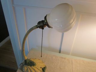 Antique/vintage Gooseneck Lamp/original Shade/wall Mount/table photo