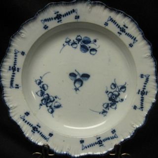 Antique Painted Pearlware Plate Floral Blue White Unusual Swinton ? photo