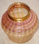 Rare Antique Cranberry & Amber Ribbed Opalescent Glass Hanging Oil Lamp Shade Lamps photo 1