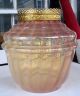 Rare Antique Cranberry & Amber Ribbed Opalescent Glass Hanging Oil Lamp Shade Lamps photo 2