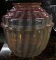 Rare Antique Cranberry & Amber Ribbed Opalescent Glass Hanging Oil Lamp Shade Lamps photo 7