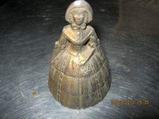 Antique Solid Brass Dutch Girl / Victorian Woman Bell 3 