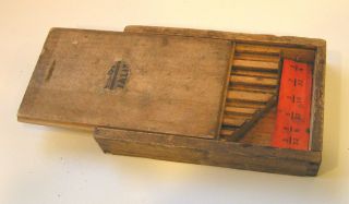Antique Drill Bit Box - Slight Label - Interior Tray - Slide Cover - Dovetail - 4.  75 
