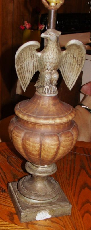Vintage Mid Century Eagle Metal Pottery Table Lamp Robert Abbey photo