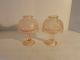 A Pair Of Rare Vintage Decorative Pink Depression Glass Candle Holder Lamp Candle Holders photo 1