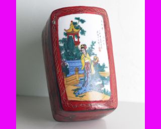 Christmas Day Gift Antique Beauty Belle Painting Wood Lacquerware Jewelry Box photo
