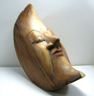 Primitive Man In The Moon Carved Trinket Box photo