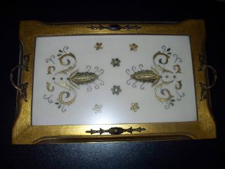 Vintage Wooden Tray (embroider Under Glass) photo