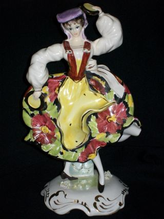 Antique Italian Porcelain Art Deco Dresden Lady Figurine Figure Italy photo