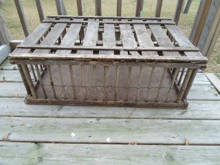 Primitive Antique Wooden Chicken/poultry Coop Cage Crate Carrier photo