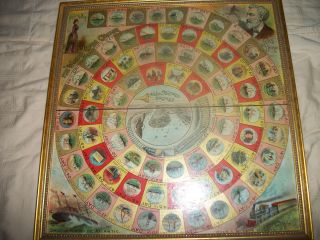 Antique Lithograph Game Board For Nellie Bly Around The World In 72 Day Toys photo