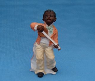 Rare Black Americana Boy Playing Banjo Heubach German Bisque Porcelain Figurine photo