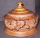 Antique Primitive Treen Covered Sugar Bowl Pyrography Design Aafa Bowls photo 1