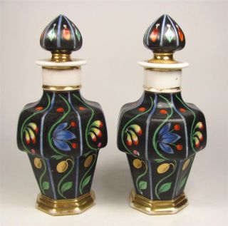 Vieux Paris Porcelain Perfume Bottles,  Gemstones,  Scent Cologne,  Old Vanity Jars photo