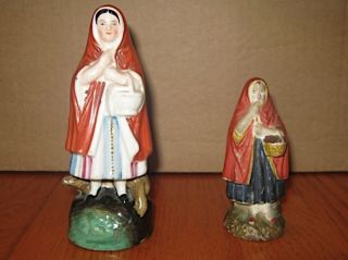 Staffordshire Little Red Riding Hood Figure,  Plus 2nd Red Riding Hood (old) photo