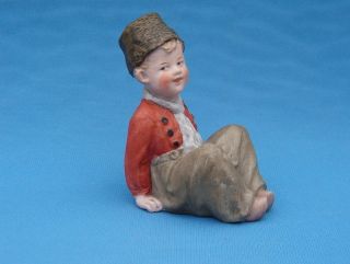 Sitting Dutch Boy Heubach German Bisque Porcelain Piano Baby Figurine photo