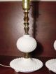 Matching Pair Vintage Milk Glass Ball Hobnail Boudoir Small Table Lamps Fenton Lamps photo 2