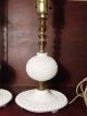 Matching Pair Vintage Milk Glass Ball Hobnail Boudoir Small Table Lamps Fenton Lamps photo 5