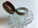 Antique Apothecary / Cosmetic Glass Jar With Hinged Sterling Silver Lid Jars photo 1