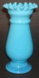 Antique Victorian Opalescent Hand Blown Hand Painted Blue Bristol Glass Vase Vases photo 1
