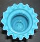 Antique Victorian Opalescent Hand Blown Hand Painted Blue Bristol Glass Vase Vases photo 2