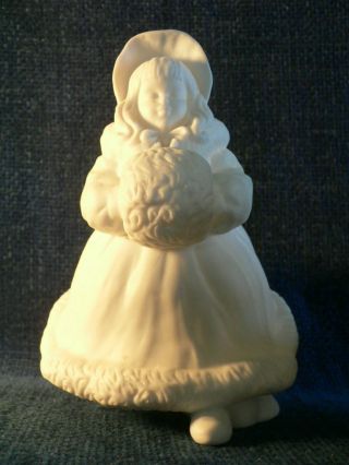 Antique Biscuit Figurine Pretty Winter Girl photo