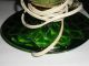 Vintage Table Lamp Green Glass Diamond Pattern Works 10 1/2 Inches Tall Lamps photo 1