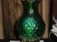 Vintage Table Lamp Green Glass Diamond Pattern Works 10 1/2 Inches Tall Lamps photo 2