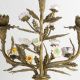 Important Pair Bronze 3 - Light Candelabra Painted Porcelain Flowers Figural Metalware photo 6