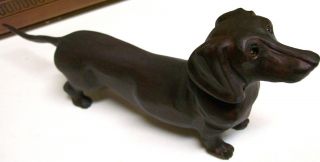 Vtg.  Dachshund Weiner Dackel Dog Wood Carved Black Forest German Figure Figurine photo