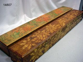 2 Vintage Pyrography Long Glove Boxes With Poinsettias photo